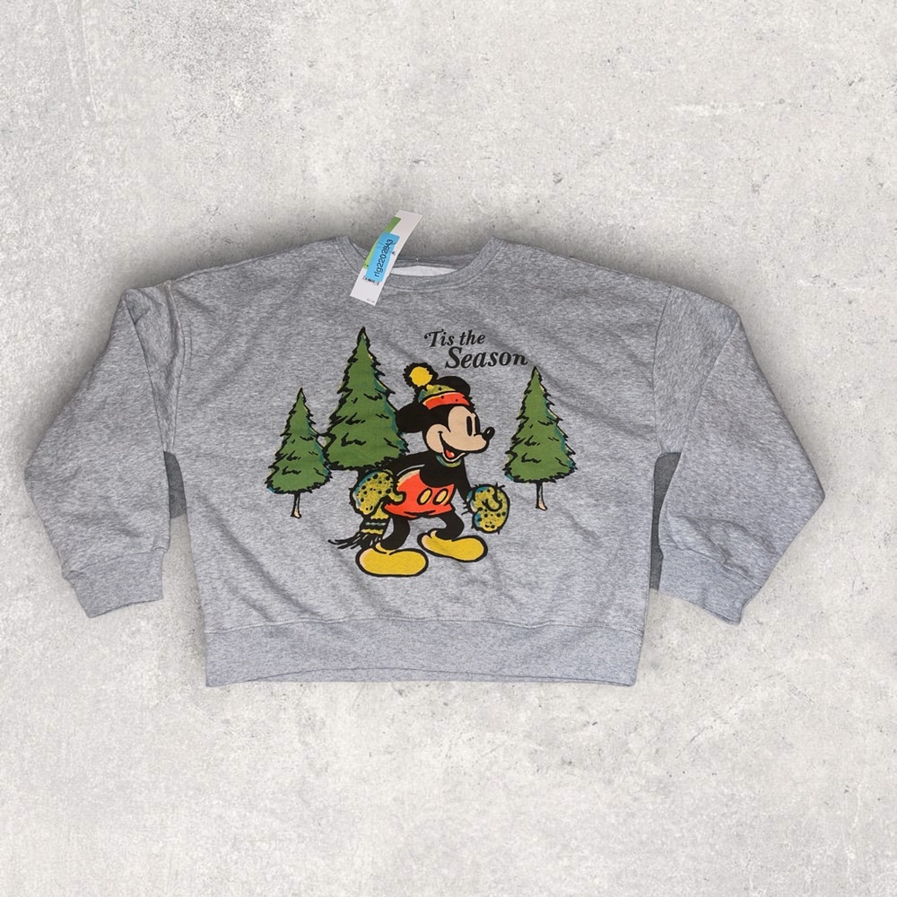NEW Women's XL Disney Mickey Mouse Christmas Holiday Sweatshirt Tis The Season